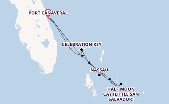 Caribbean from Port Canaveral, Florida, USA with the Carnival Mardi Gras