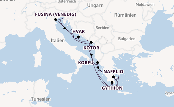 Östliches Mittelmeer ab Piräus (Athen), Griechenland auf der Seabourn Quest