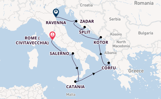 Mediterranean Sea from Rome (Civitavecchia), Italy with the Norwegian Gem