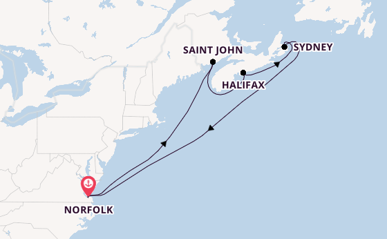 East Coast of America from Norfolk, Virginia, USA with the Carnival Freedom 