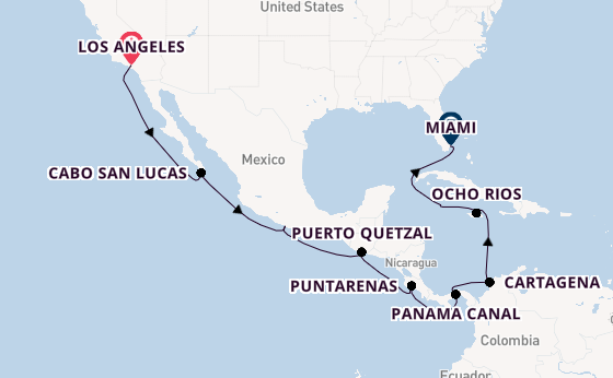Central America from Los Angeles, California, USA with the Norwegian Joy