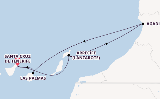 Kanarische Inseln ab Santa Cruz de Tenerife, Spanien auf der Azura