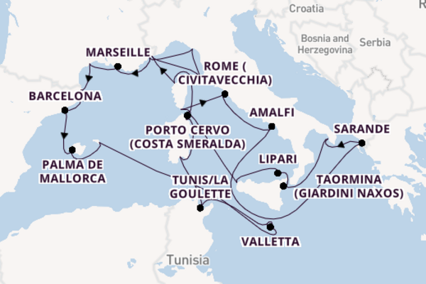 Western Mediterranean from Monte Carlo, Monaco with the Seabourn Sojourn