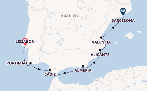 Westliches Mittelmeer ab Lissabon, Portugal auf der Seven Seas Grandeur