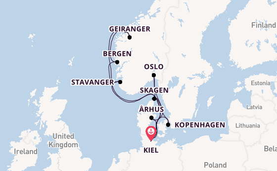Noorwegen vanaf Kiel, Duitsland met AIDAnova