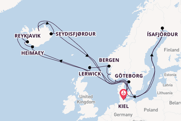 Arctica vanaf Kiel, Duitsland met de VASCO DA GAMA