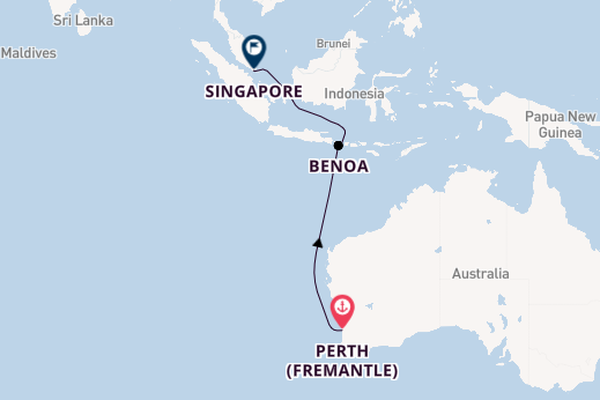 South East Asia from Perth (Fremantle), Australia with the Silver Moon