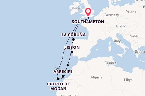 Canary Islands from Southampton, England with the Iona