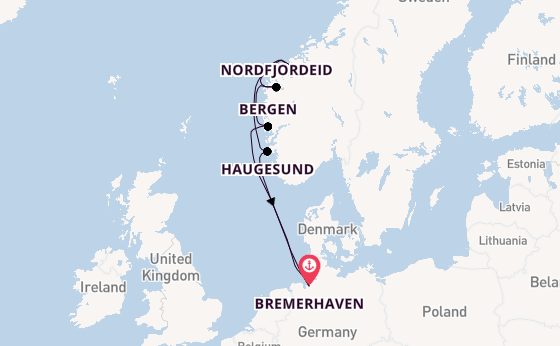 Noorwegen vanaf Bremerhaven, Duitsland met de Artania