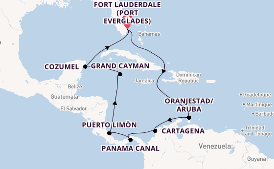 Caribbean from Fort Lauderdale (Port Everglades), Florida, USA with the Caribbean Princess