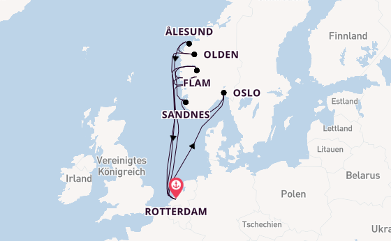 Norwegen ab Rotterdam, Niederlande auf der Rotterdam