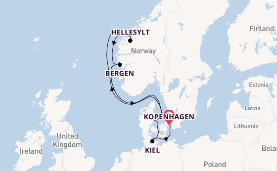 Noorwegen vanaf Kopenhagen, Denemarken met de Costa Diadema