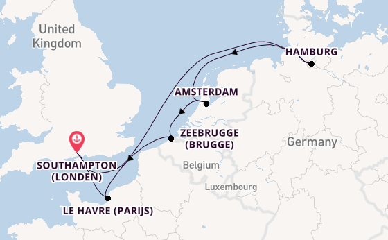 Engeland vanaf Southampton (Londen), Engeland met de MSC Preziosa