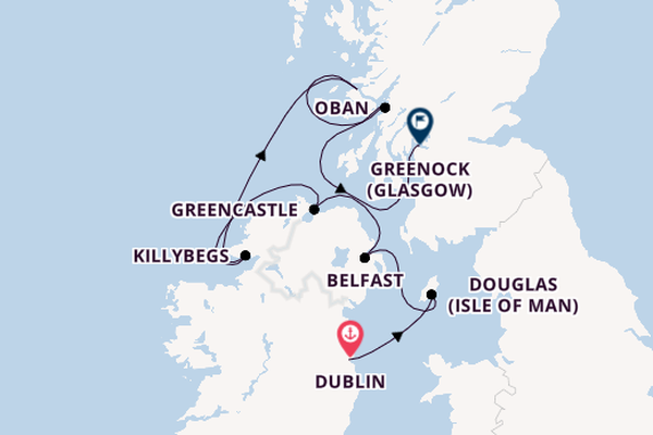 Britse Eilanden vanaf Dublin, Ierland met de Le Laperouse