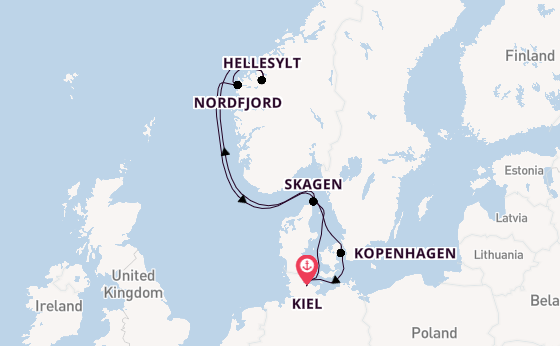Noorwegen vanaf Kiel, Duitsland met de Mein Schiff 1