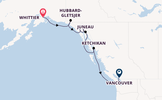 Alaska vanaf Whittier, Alaska met de Crown Princess
