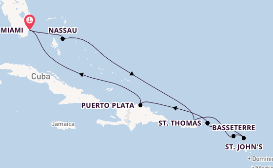 Caribbean vanaf Miami, Verenigde Staten met de Marina