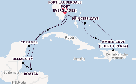 Karibik ab Fort Lauderdale (Port Everglades), USA auf der Star Princess