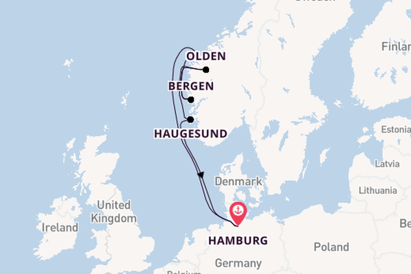 Noorwegen vanaf Hamburg, Duitsland met de MSC Preziosa