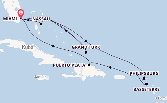 Karibik ab Miami auf der MSC Seashore