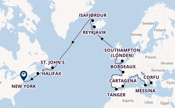 trans-Atlantisch vanaf Venetië, Italië met de Sirena