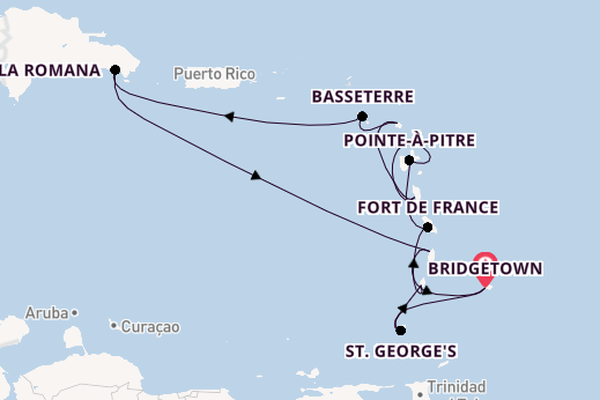 Südliche Karibik ab Bridgetown, Barbados auf der Mein Schiff 2
