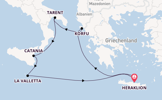 Mittelmeer ab Heraklion, Griechenland auf der Mein Schiff 5