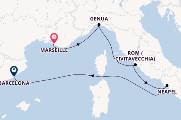 Westliches Mittelmeer ab Marseille, Frankreich auf der MSC Fantasia