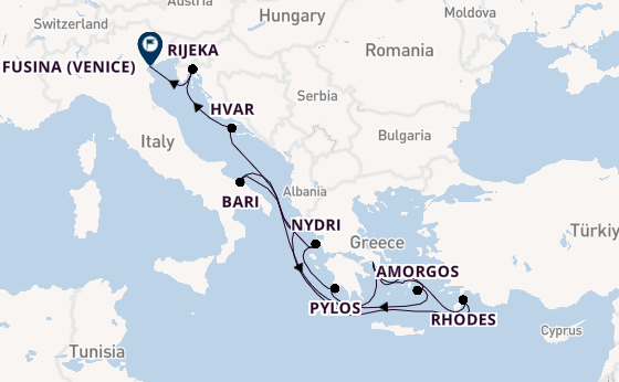 Eastern Mediterranean from Athens (Piraeus), Greece with the EXPLORA II
