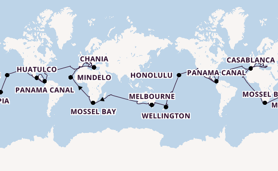 Round-the-World Trip from Los Angeles, California, USA with the Coral Princess