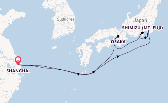 Japan ab Shanghai, China auf der Spectrum of the Seas
