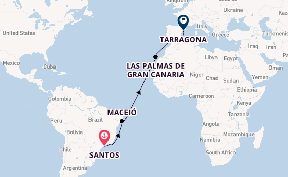 Transatlantic from Santos, Brazil with the MSC Musica