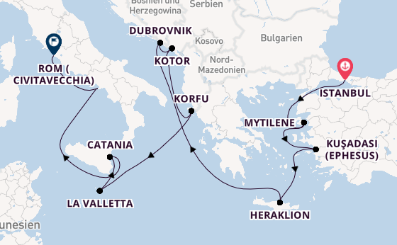 Mittelmeer ab Istanbul, Türkei auf der Seven Seas Voyager