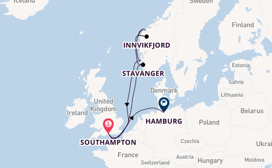 Norway from Southampton, England with the Queen Anne