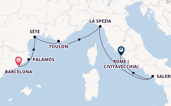 Western Mediterranean from Barcelona, Spain with the Seven Seas Voyager