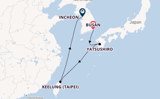 Oost-Azië vanaf Busan, Zuid-Korea met de Costa Serena