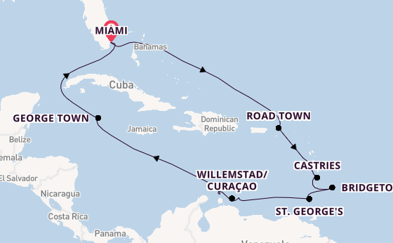 Caribbean from Miami, Florida, USA with the Seven Seas Prestige