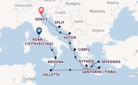 Mediterranean from Venice, Italy with the Seven Seas Grandeur
