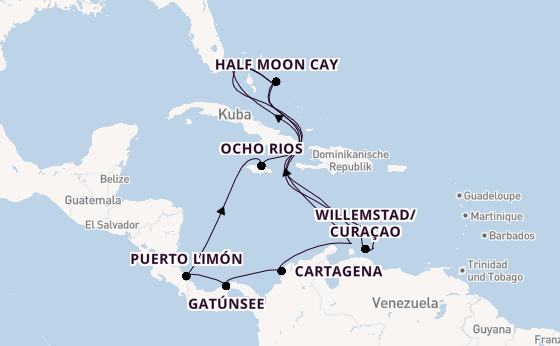 Karibik ab Fort Lauderdale (Port Everglades), USA auf der Nieuw Amsterdam