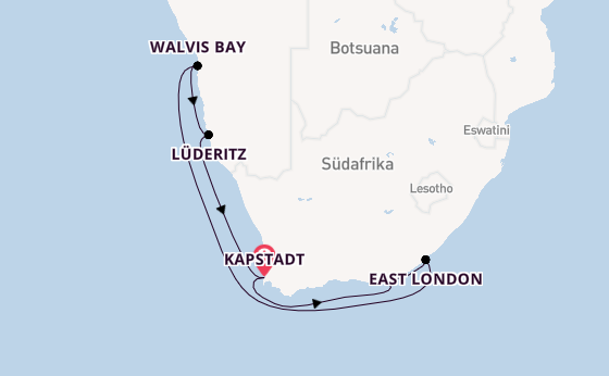 Südliches Afrika ab Kapstadt, Südafrika auf AIDAblu