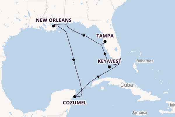 Luxury American Coast Cruise: Key West, Tampa & New Orleans with Miami Beach Stay