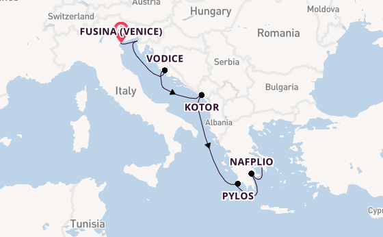 Eastern Mediterranean from Fusina (Venice) with the Seabourn Ovation 