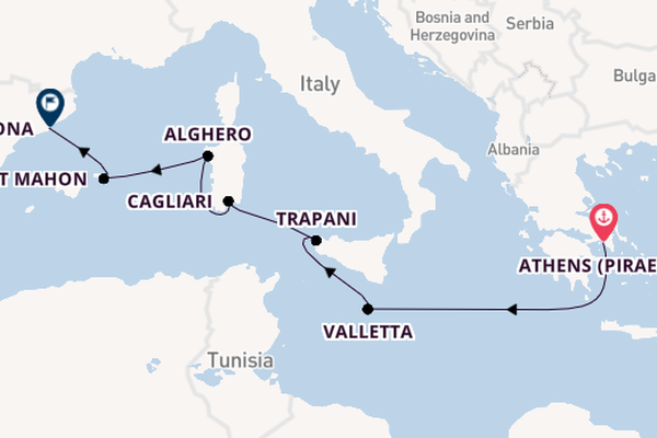 Western Mediterranean from Athens (Piraeus), Greece with the Seabourn Ovation 