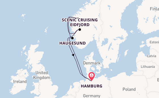 Noorwegen vanaf Hamburg, Duitsland met AIDAperla