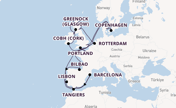 British Isles from London (Dover), England, United Kingdom with the Nieuw Statendam