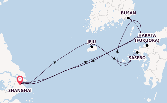 China from Shanghai, China with the MSC Bellissima