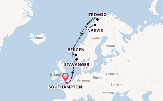 Norway from Southampton, England with the Queen Elizabeth