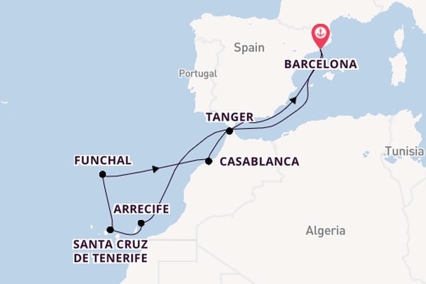 Westelijke Middellandse Zee vanaf Barcelona, Spanje met de Celebrity Infinity