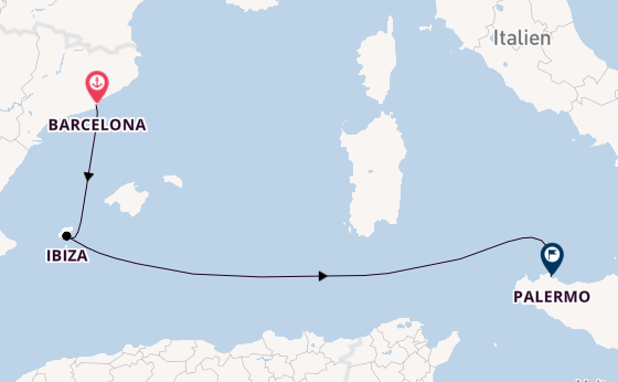 Westliches Mittelmeer ab Barcelona, Spanien auf der Costa Smeralda