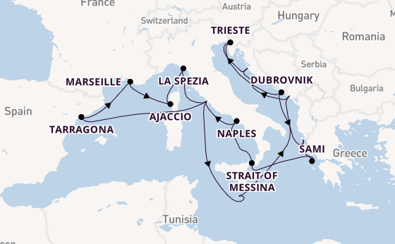 Mediterranean Sea from Rome (Civitavecchia), Italy with the Queen Elizabeth